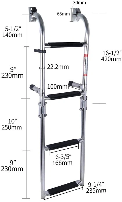 Boat Ladder With Mirror Polished Telescoping Drop Ladder